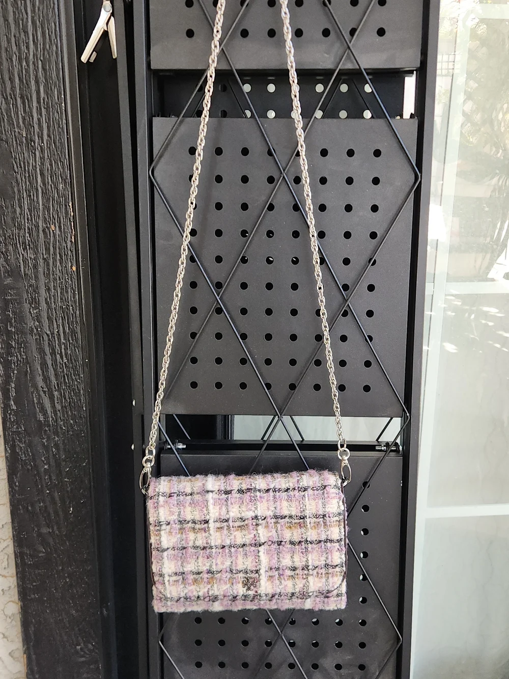 This item is a Tory Burch Emerson tweed chain wallet. - Picture 10 of 10